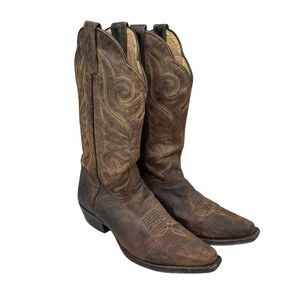 JB Dillion Snip Goat Brown Leather Western Cowboy Boots JNW2300 Women's 7.5B